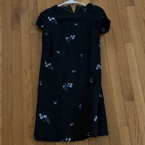 Ann Taylor Black Floral Embroidered Dress